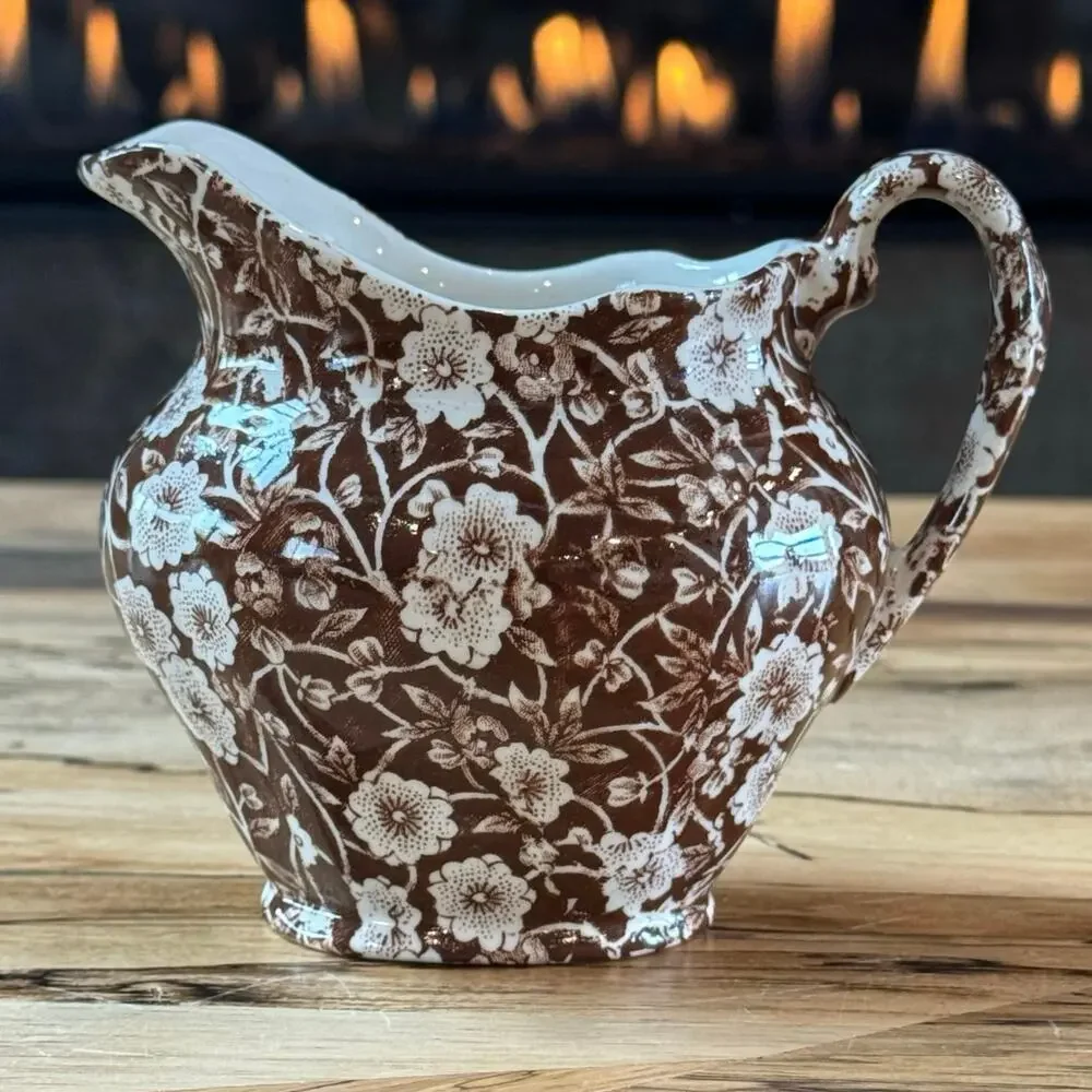Vintage Royal Crownford Brown Calico Pitcher and Wash Basin Set, Staffordshire